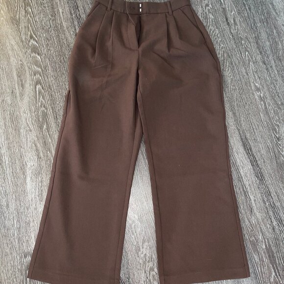 Abercrombie & Fitch Chocolate Brown Sloan Wide Leg Work Pant - Picture 1 of 5